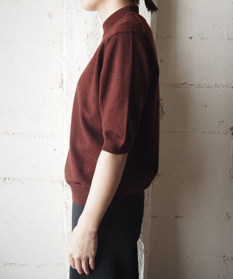 Short Sleeve Mock Neck Knit BR