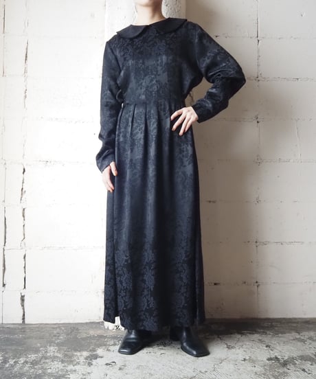 Shadow Flower Round Collar Dress BK