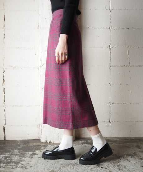 Wool Check Tight Skirt PIGR