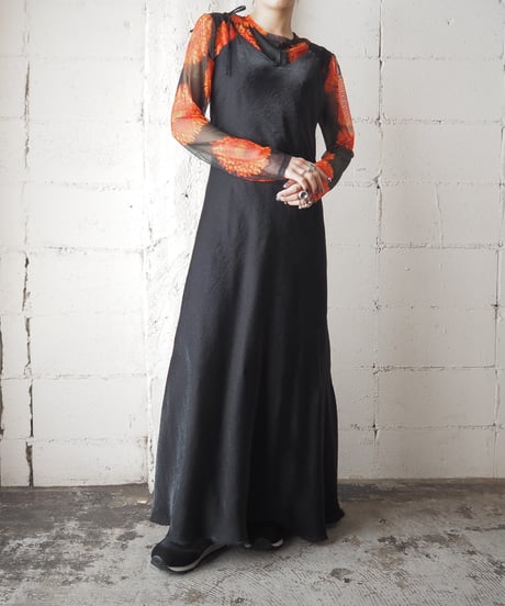 Asymmetric Shoulder Camisole Satin Dress BK