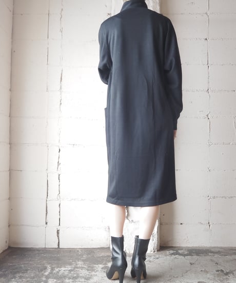 Stand Collar asymmetric Dress BK