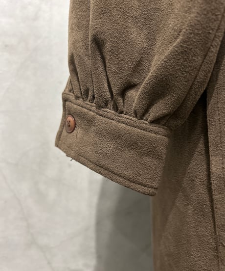 Collarless Fake Suede Coat BR