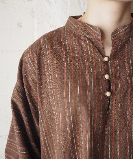 Long Rib Stripe Shirt Dress BR