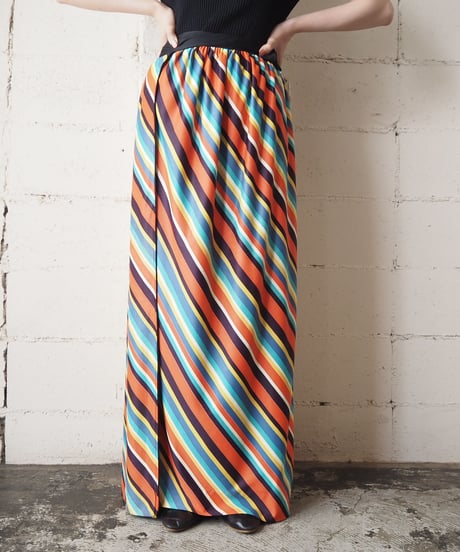 Reversible Stripe Wrap Skirt BKOR