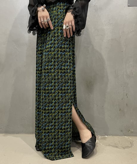 Pattern Side Slit Easy Skirt BKGN