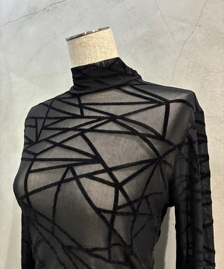 Geometric Pattern Sheer Bodysuit BK