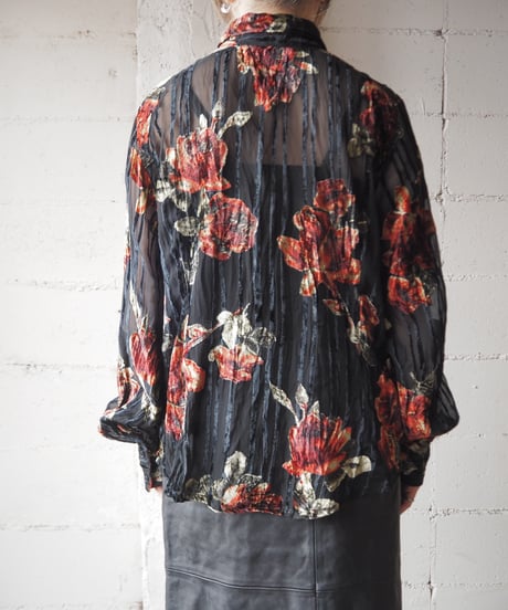 Opal Velour Flower Pattern Shirt BKRE