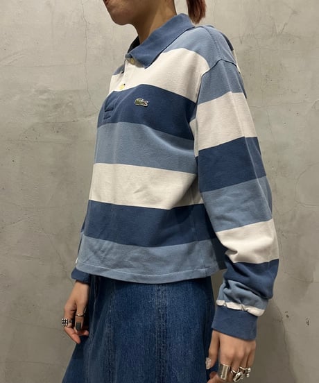 Remake LACOSTE Border Pattern Short Polo Shirt BLWH