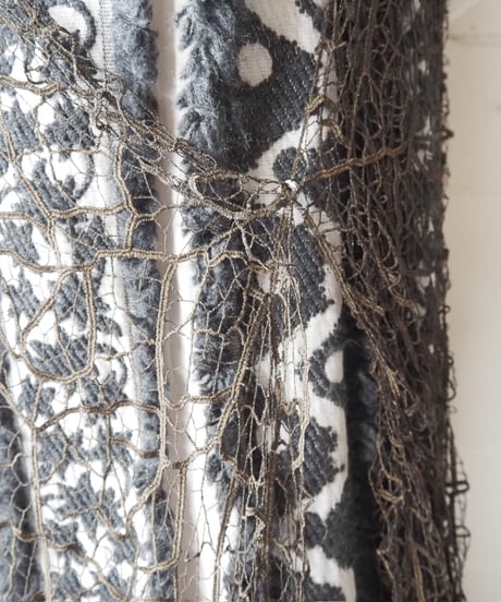 HIROKO KOSHINO Lace Layered Pattern Dress BK WH BR