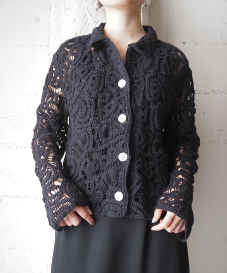 Handmade Crochet Collar Cardigan BK