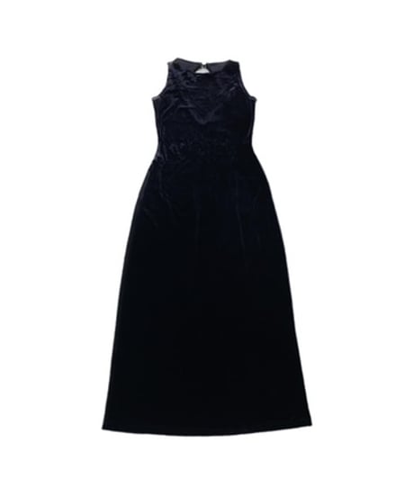 Back Open Velour China Sleeveless Dress BK