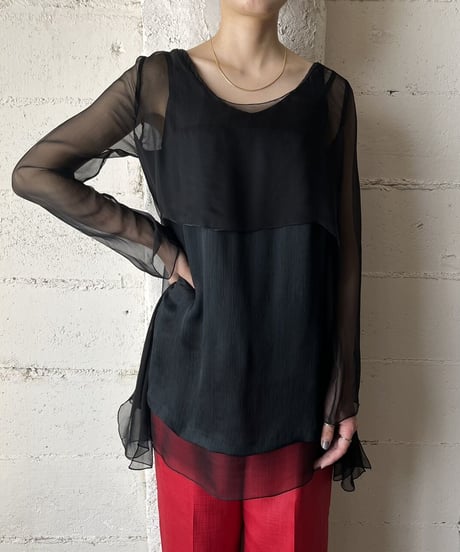 Seethought Design Layered Blouse BK