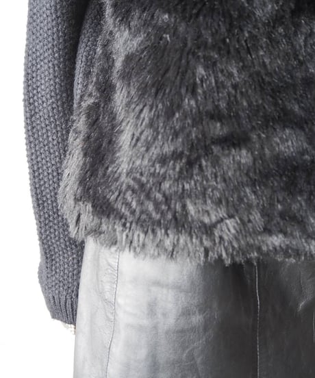 Fur × Knit Zip Up Jacket BK