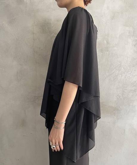 Flared Sleeve Sheer Blouse BK