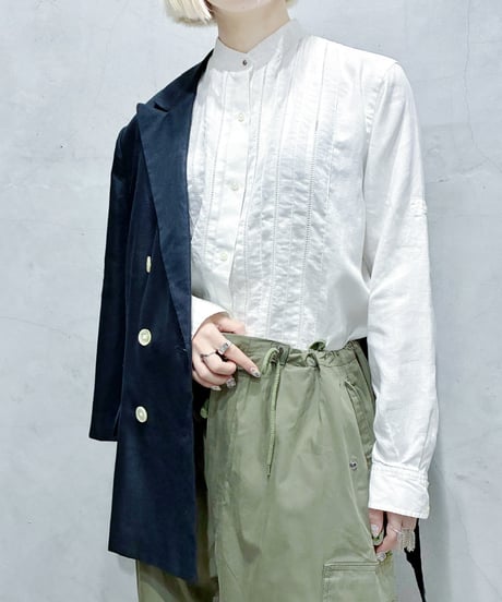 LAUREN Linen Band Collar Shirt WH