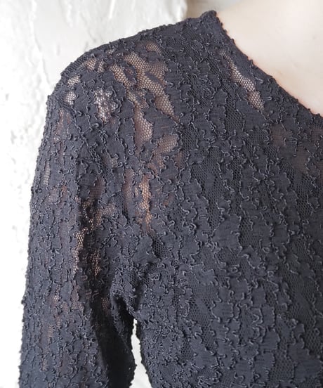 Crew Neck Lace Tops BK