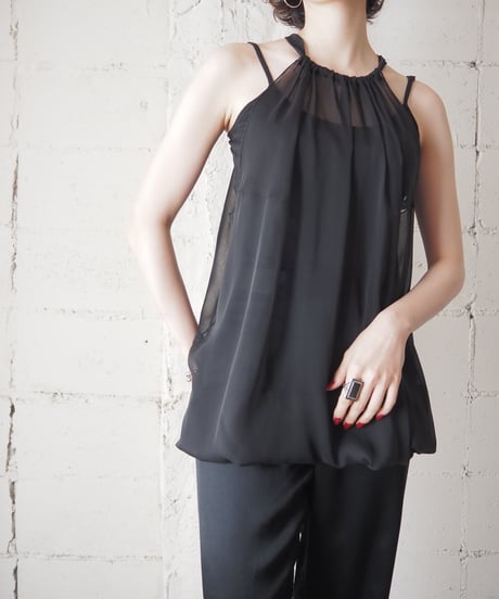Seeveless Sheer Blouse BK