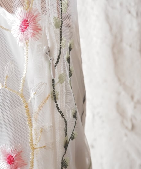 Flower Embroidery Tulle Dress WH