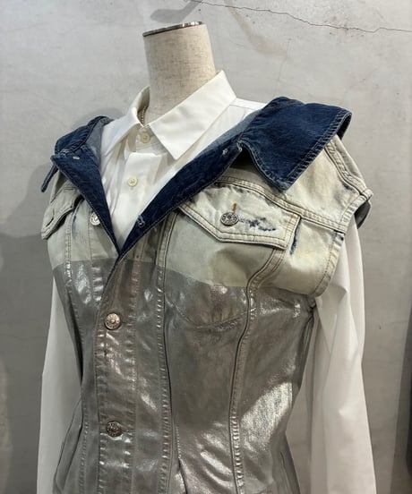 DIESEL N/S Metallic × Bleach Denim Dress WHSVNV