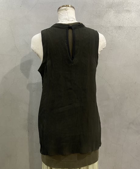 sacai Zip Design Chiffon Pleated Layered Tank KA