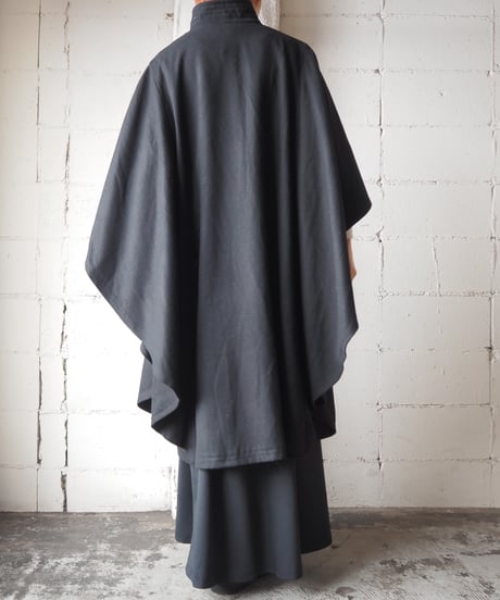 Bicolor Wool Cape Coat BKBR