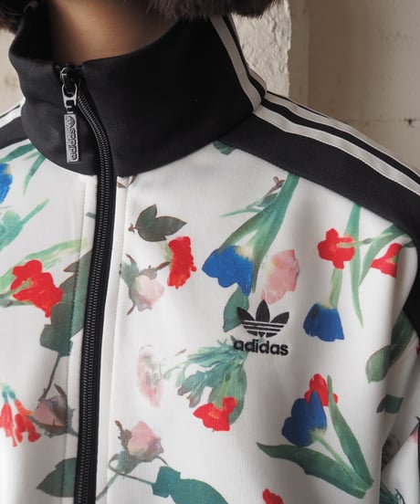 adidas Cropped Flower Print Track Jacket BKWH