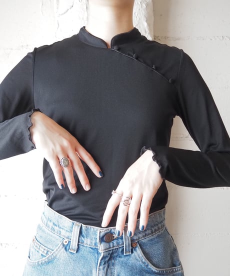 Mao Collar Sidebutton Cutsewn BK