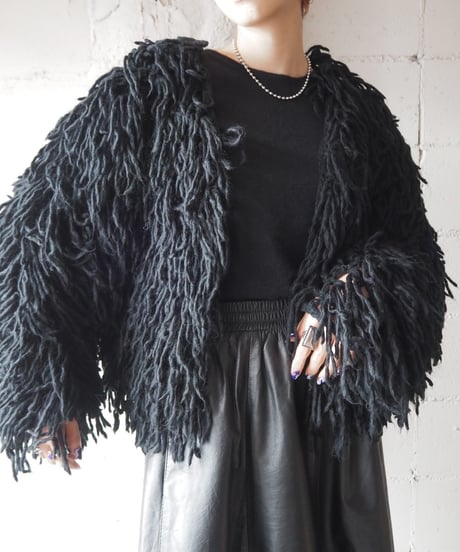 Fringe Knit Jacket BK