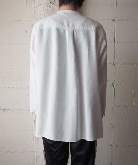 Linen Band Collar China Shirt WH