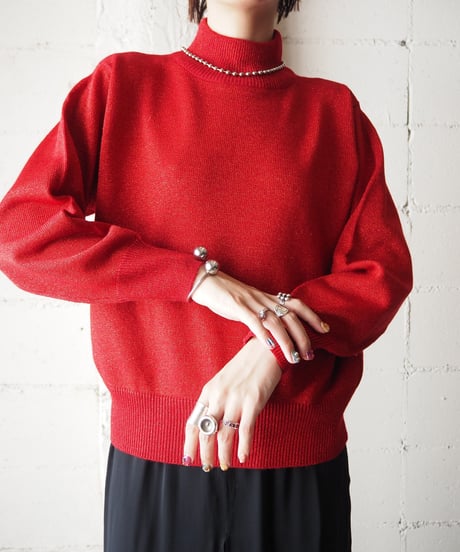 Mock Neck Lame Rib Knit RE