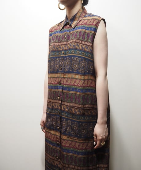 Ethnic Design Front Button Dress BENVGRBUR