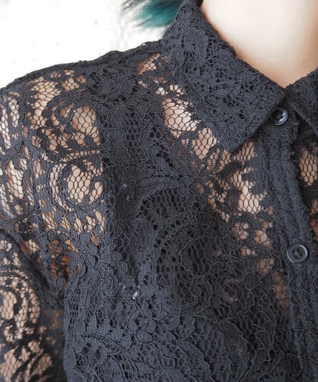 Short Sleeve Lace Shirt BK