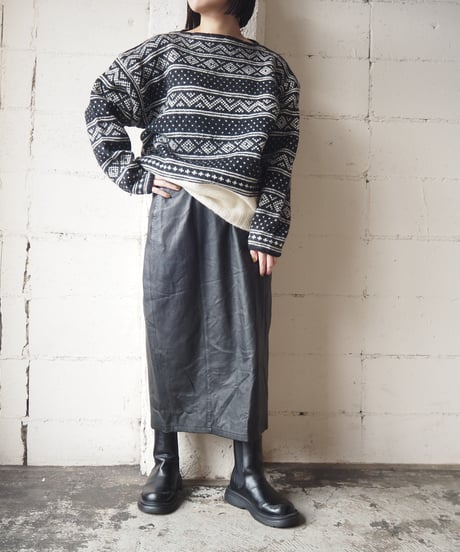 Boat Neck Nordic Sweater BKWH