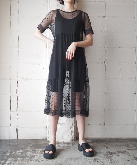 Sheer × Dot S/S Dress BK