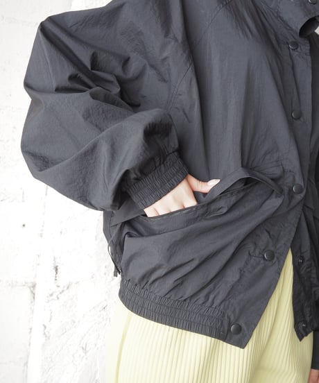 Stand Collar Nylon Jacket BK
