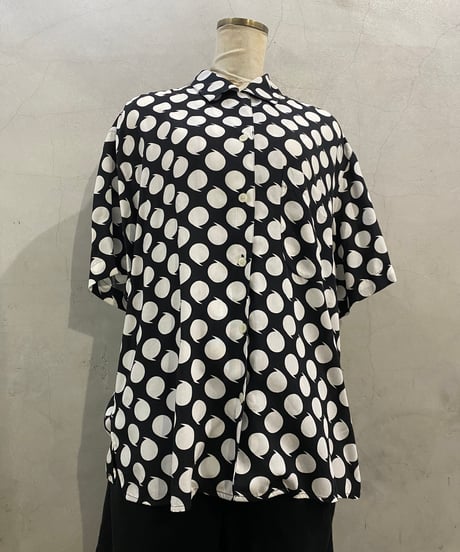 S/S Comma Dot Open Collar Shirt BKWH
