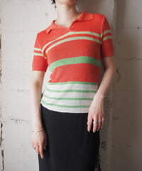 BENETTON Open Collar Stripe Knit ORYEGN