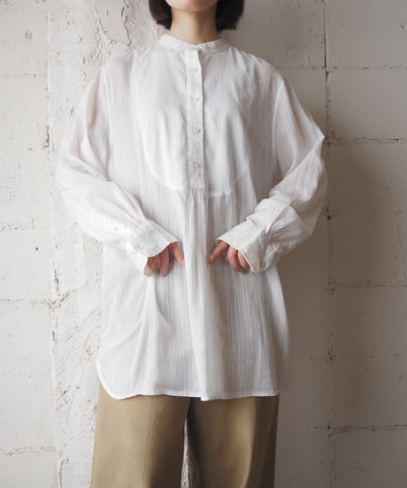LAUREN Striped Sheer L/S Shirt WH