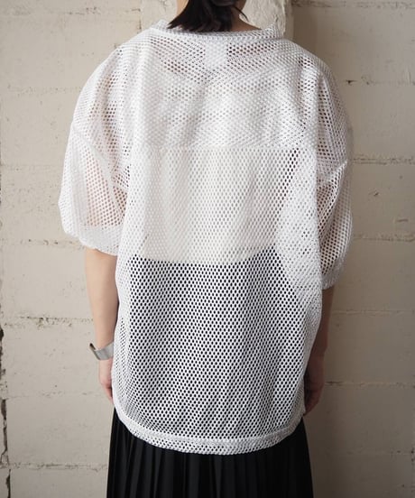 V Neck Mesh Tee WH
