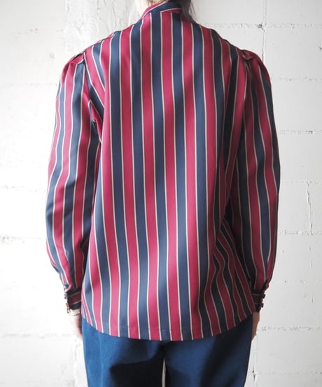 Stand Collar Side Button Stripe Shirt BURNV