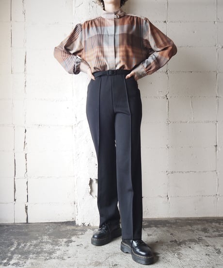 Stand Collar Plaid Blouse BR