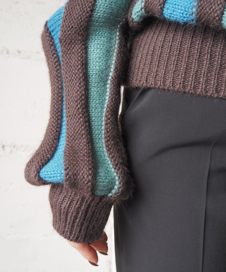 1980's cacharel Front Ribbon Stripe Knit BRLBLLGN