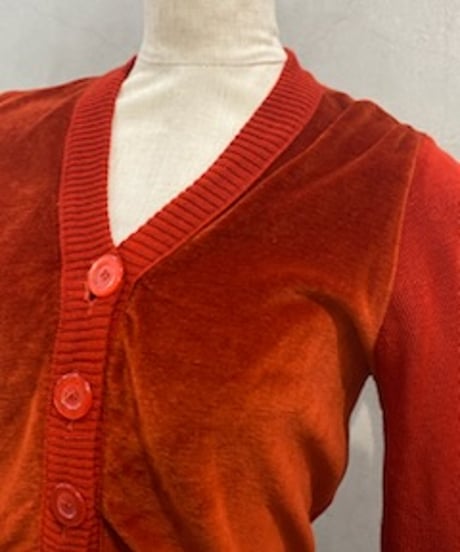 70's Velour Swiching Knit Cardigan RE