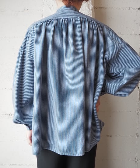 Ralph Lauren Stand Collar Stripe Blouse BLGR