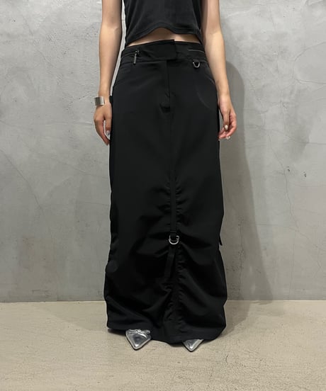 Waist Zip Design Drawstring Tight Skirt BK