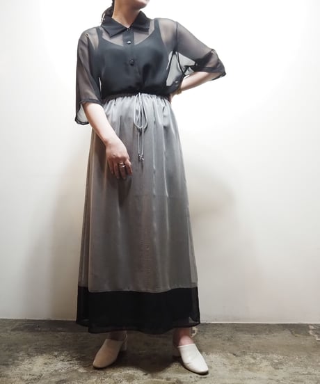 Seethrough Easy Tight Skirt SVBK