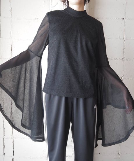 Angel Sleeve Sheer Tops BKSV