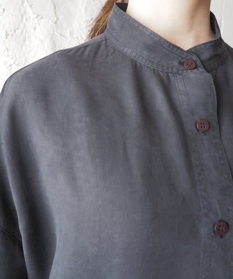 ORVIS Band Collar Silk Shirt BK