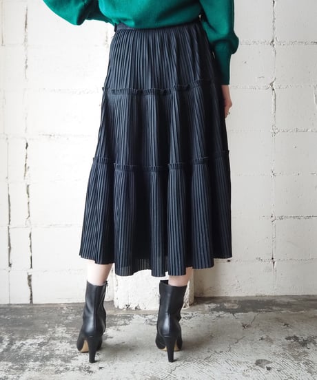 Pleats Tiered Easy Skirt BK