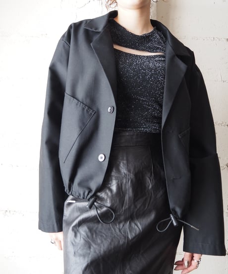 REMAKE Open Collar Short Jacket BK